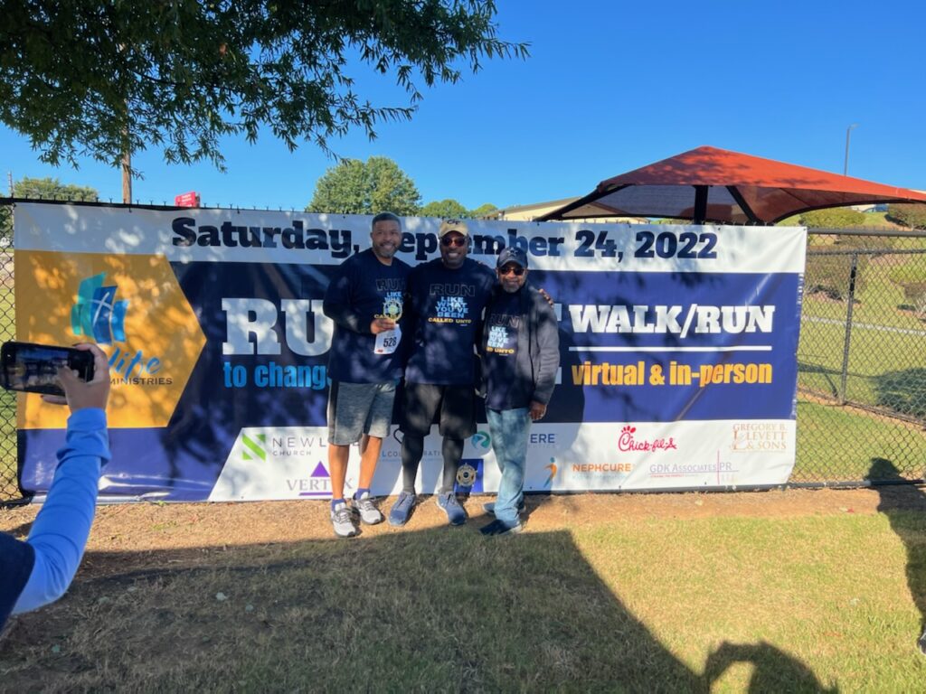 Shann Wortham, left, was the winner of the Run to Change a Like 5k Walk/Run.