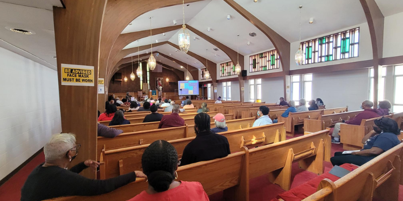 Inside view of the Historic Mount Teman AME church in Elizabeth, NJ.